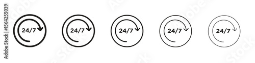 24 7 icon design symbol collection for graphic design. EPS 10