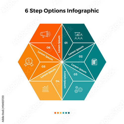 Venn diagram Infographic circular with 6 options. hexagon chart that can be used for business analytics, data visualization and presentation. Vector eps