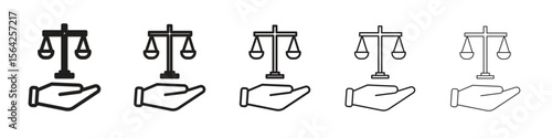 Justice scales in Hand icon design symbol collection for graphic design. EPS 10
