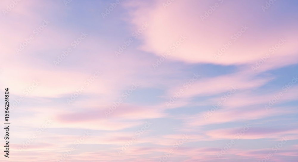 Fototapeta premium Serene Pastel Clouds Adorning a Soft Blue Sky at Dawn or Dusk