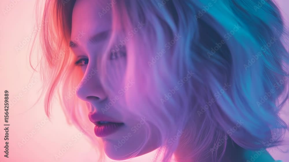 Dreamy neon portrait sequence with vibrant soft lighting and expressive emotions Dreamy neon portrait sequence with vibrant soft lighting and expressive emotions