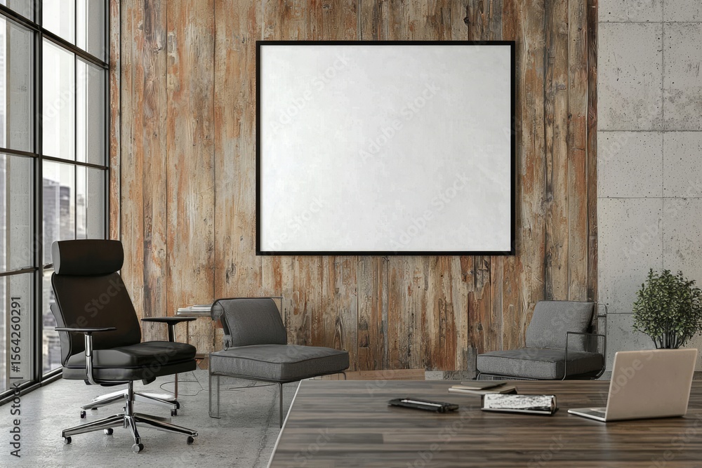 Fototapeta premium Versatile blank poster ready for creative expression in an office.