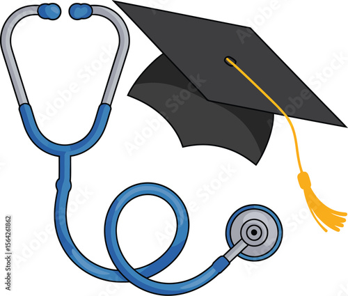 Wallpaper Mural Medical school graduation stethoscope and cap illustration for health care education concept design vector Torontodigital.ca