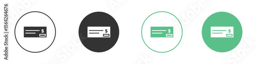 Cheque icon symbol illustration doodle set. EPS10