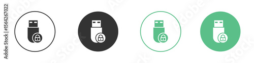 Pendrive security icon symbol illustration doodle set. EPS10
