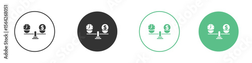 Time and money compare scale icon symbol illustration doodle set. EPS10