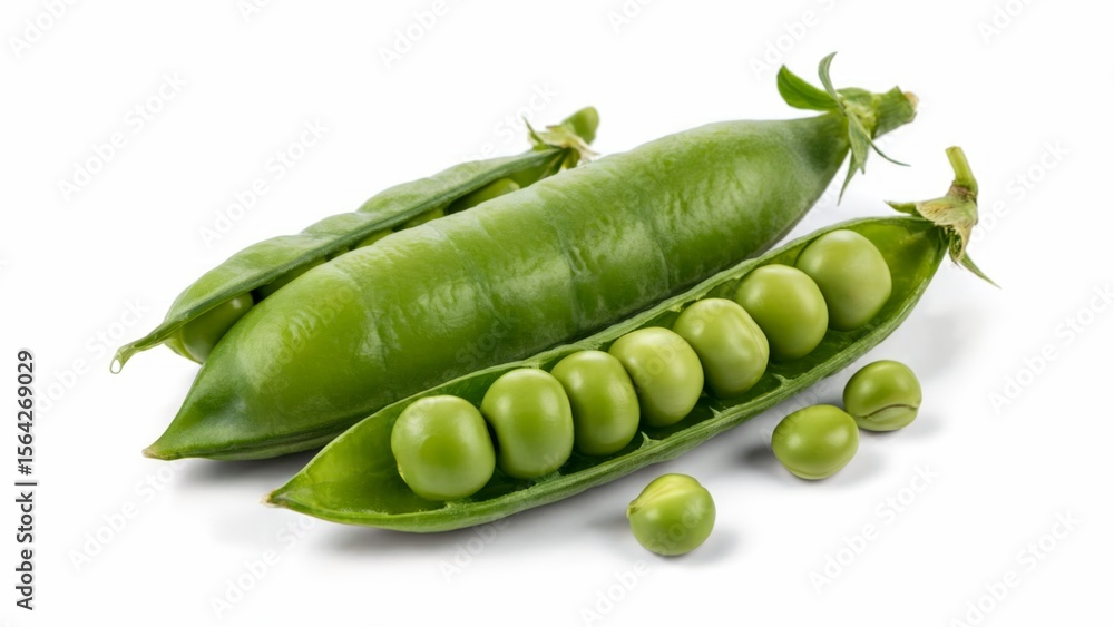 Fresh green pea pods with loose peas on neutral background, symbolizing organic food, simplicity, and natural nutrition. Fresh green pea pods with loose peas on neutral background, symbolizing organic food, simplicity, and natural nutrition.