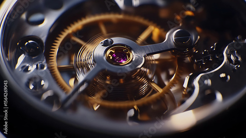 Wallpaper Mural A close up of a watch with a gold and silver band. The watch has a pink gemstone in the center of the face Torontodigital.ca