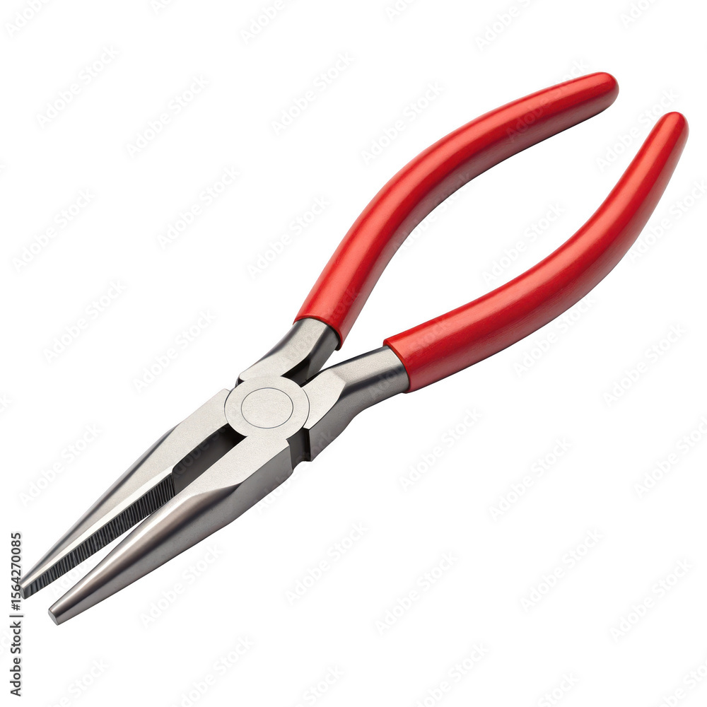 Realistic needle nose pliers with plastic or rubber handles isolated on a transparent background Realistic needle nose pliers with plastic or rubber handles isolated on a transparent background