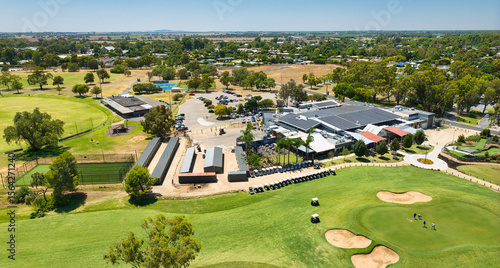 Golf course with putting green and clubhouse at Cobram Barooga GC