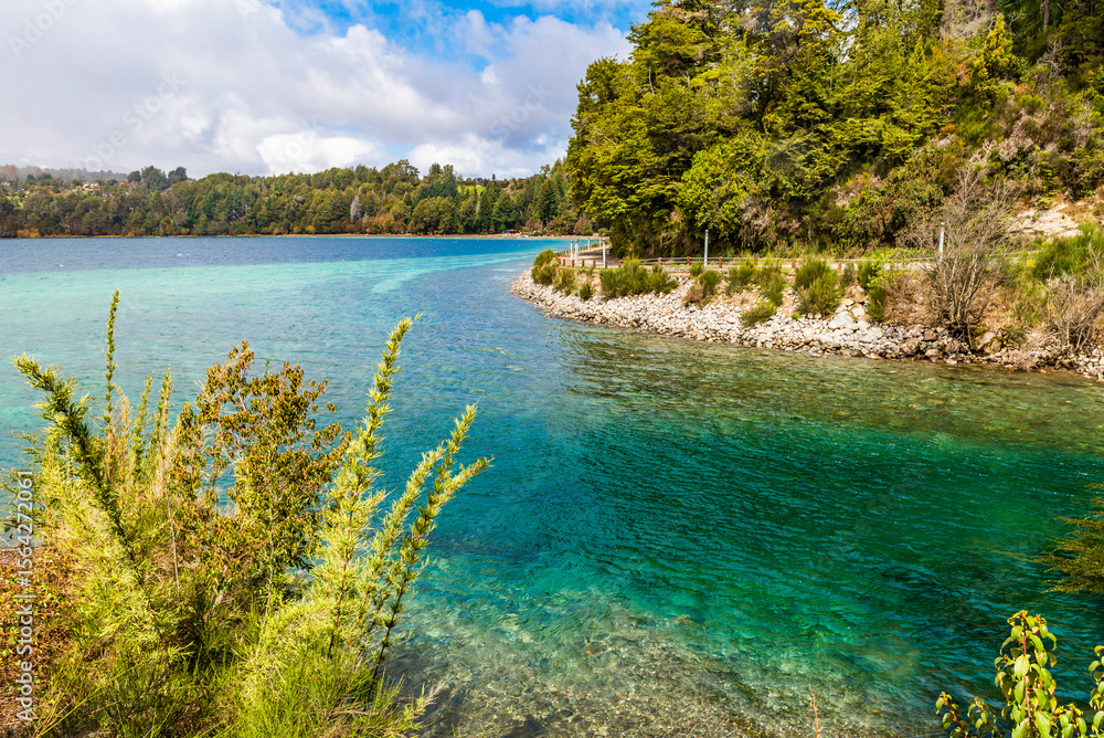 Naklejka premium Correntoso is a lake located within Nahuel Huapi National Park, Villa La Angostura, Neuquen, Patagonia, Argentina