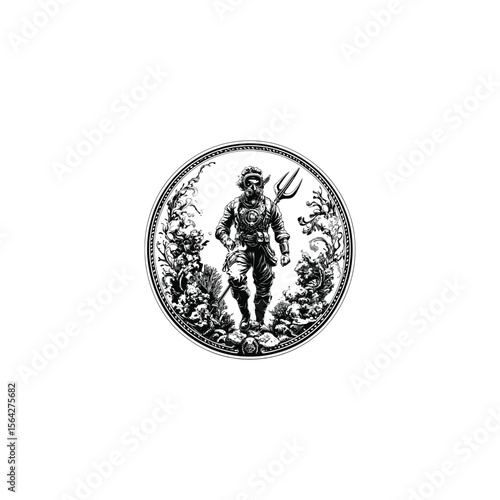 Poseidon design vector template illustration