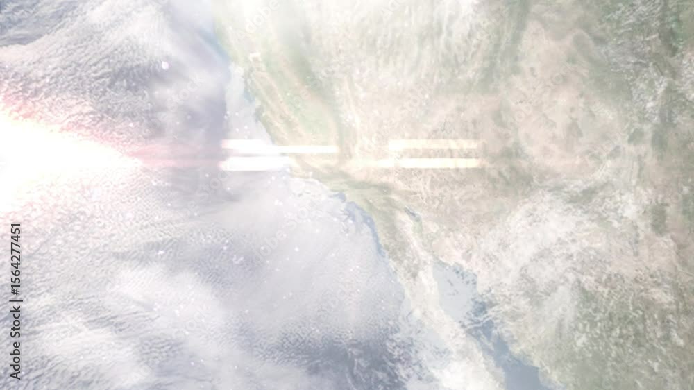 Earth zoom in from space and focus on Inglewood, California, USA. Background for travel intro or blog. Satellite view. 3D style Animation. Images from NASA.