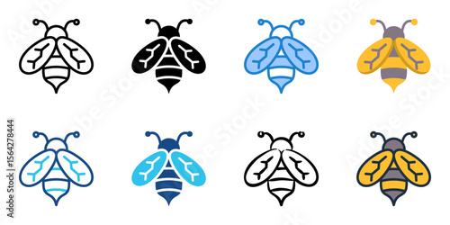 Bee icon set multiple style collection 
