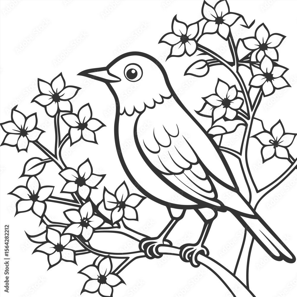 Fototapeta premium Hand drawn bird outline illustration