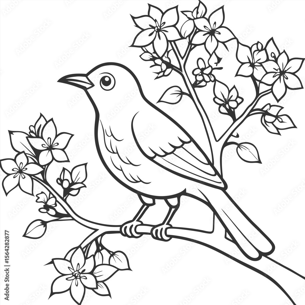 Fototapeta premium Hand drawn bird outline illustration