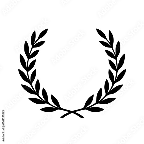 Artistic Silhouette of a Laurel Wreath on a White Background