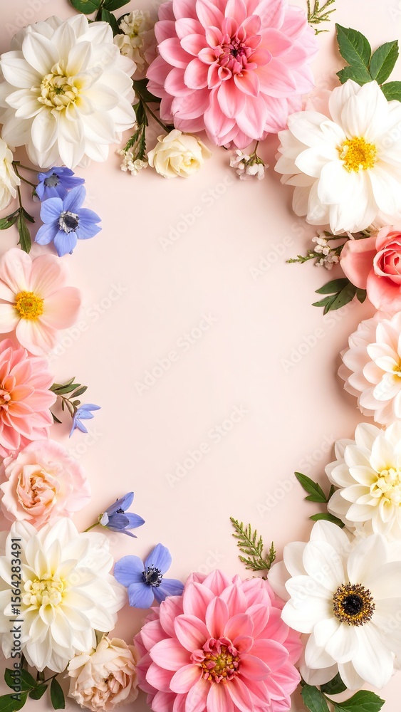 Fototapeta premium Pastel colored floral background with intricate flowers and details creating a serene atmosphere
