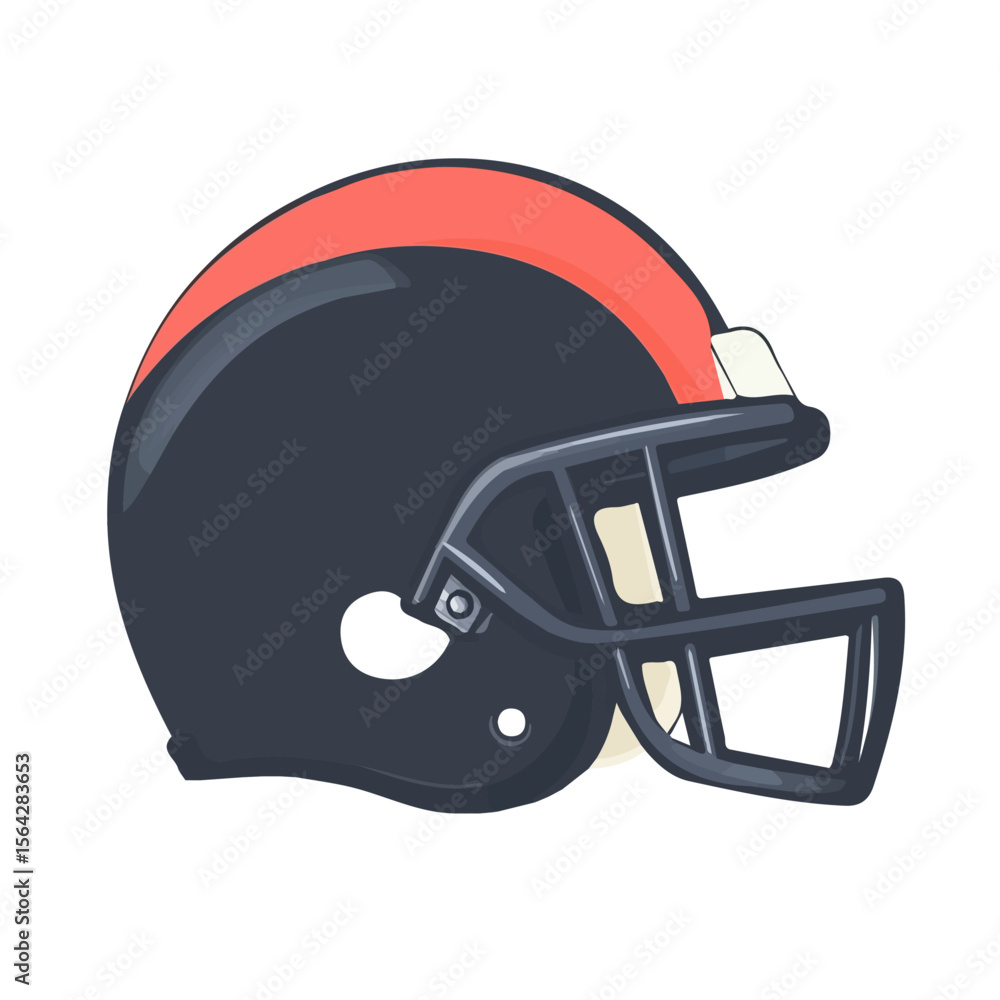 Fototapeta premium My Simple flat 2D illustration of a football helmet isolated on a white background, vector 2D design, icon, flat 2d illustration art, My vector design
