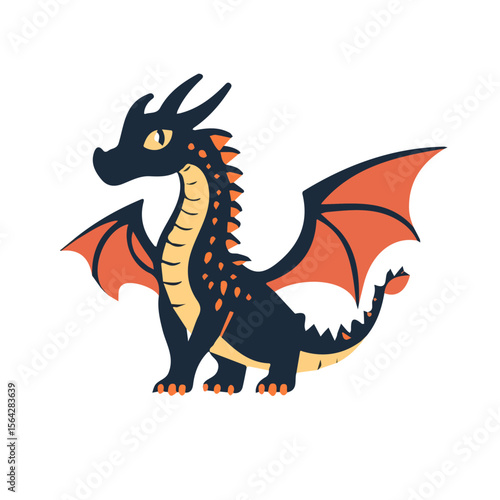 My Simple flat 2D illustration of a icon dragon isolated on a white background, vector 2D design, icon, flat 2d illustration art, My vector design