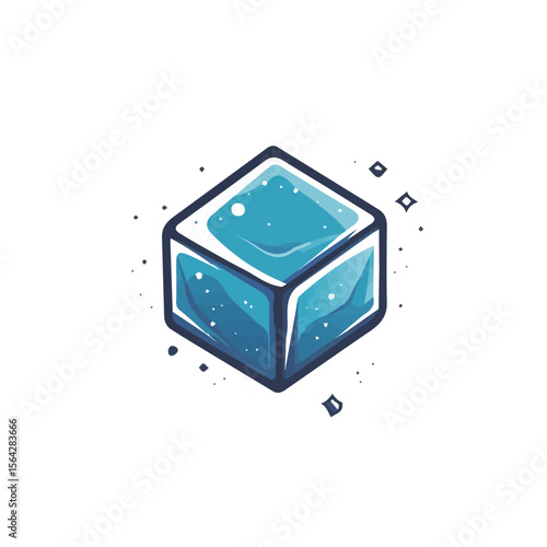 My Simple flat 2D illustration of a ice cube isolated on a white background, vector 2D design, icon, flat 2d illustration art, My vector design