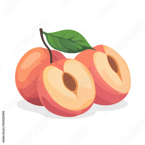 My Simple flat 2D illustration of a icon peaches group isolated on a white background, vector 2D design, icon, flat 2d illustration art, My vector design