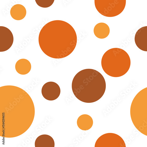 Minimalist polka dots pattern with irregular sizes, earthy tones (ochre + terracotta), for packaging with white background.