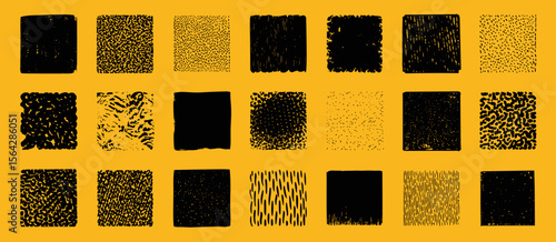 Texture set, ink drawn vector pattern backgrounds, abstract stamp