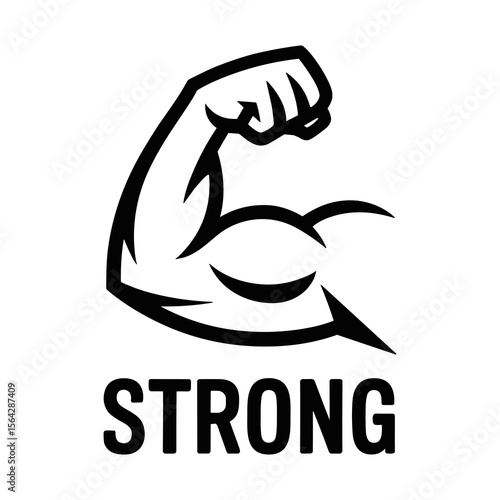 Bold Monochrome Vector Icon of a Flexed Arm with a Prominent Bicep, Symbolizing Strength, Power, and Muscle, Ideal for Fitness, Gym, or Bodybuilding Concepts and Brandin