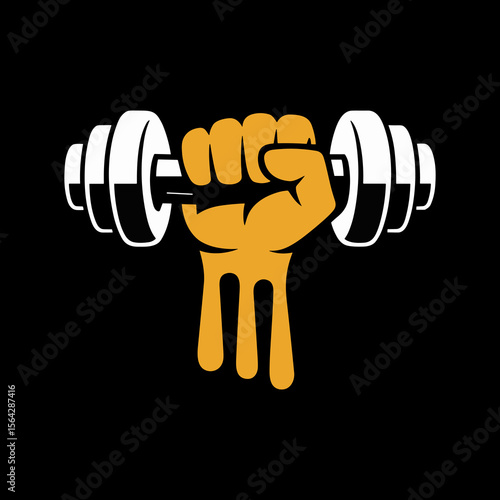 a Strong Hand Gripping a Dumbbell, Representing Power, Weightlifting, Fitness, and Gym Concepts on a Black Background