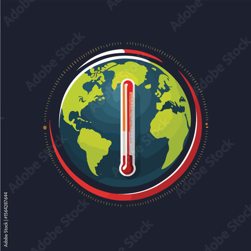 Overheating Planet Thermometer Flat Icon