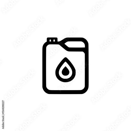 Simplified thick-outlined fuel canister with droplet symbol representing petroleum, chemical liquid, or gas storage.