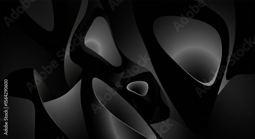  A full-frame 2.5D black background image with abstract shapes and subtle lighting for modern design