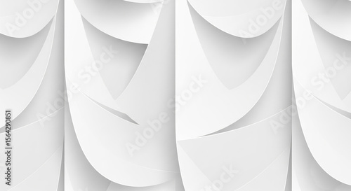 2.5D 3D render pattern of minimalist white and light grey geometric forms, creating a modern, clean background with subtle depth.