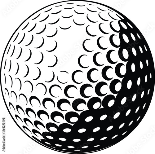 Golf ball with dimples on graphic illustration vector