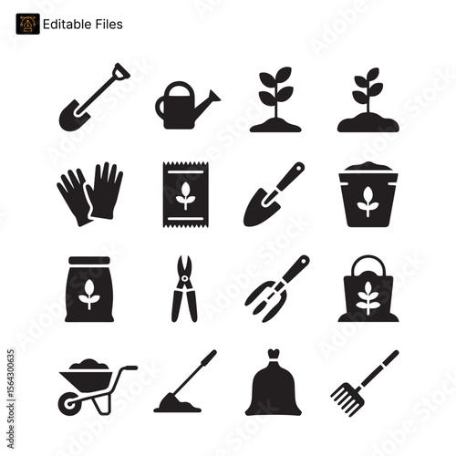 Collection of Green Sustainability and Plant Growth Icons for Environmental Care