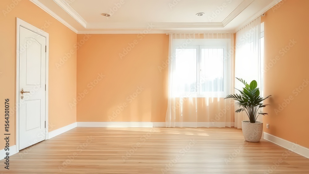 Fototapeta premium Interior shot of an empty room with light wood flooring