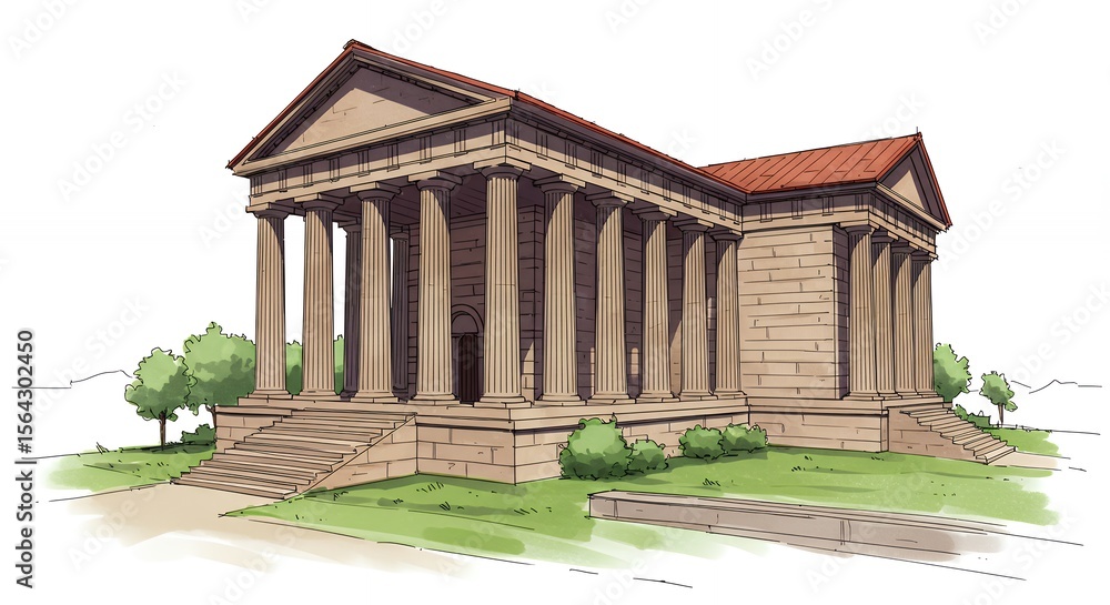 Fototapeta premium Ancient temple illustration