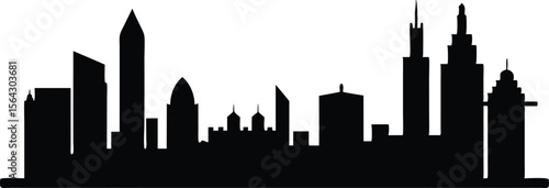Abu Dhabi skyline horizontal banner. Black Abu Dhabi, United Arab Emirates. Vector template for your design.
