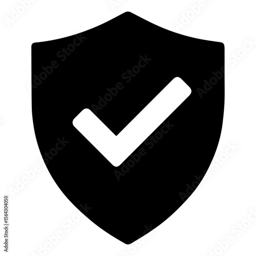 Shield with checkmark security approval mobile app icon on transparent background
