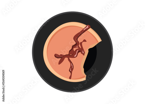 Bitten pancake. Simple flat illustration