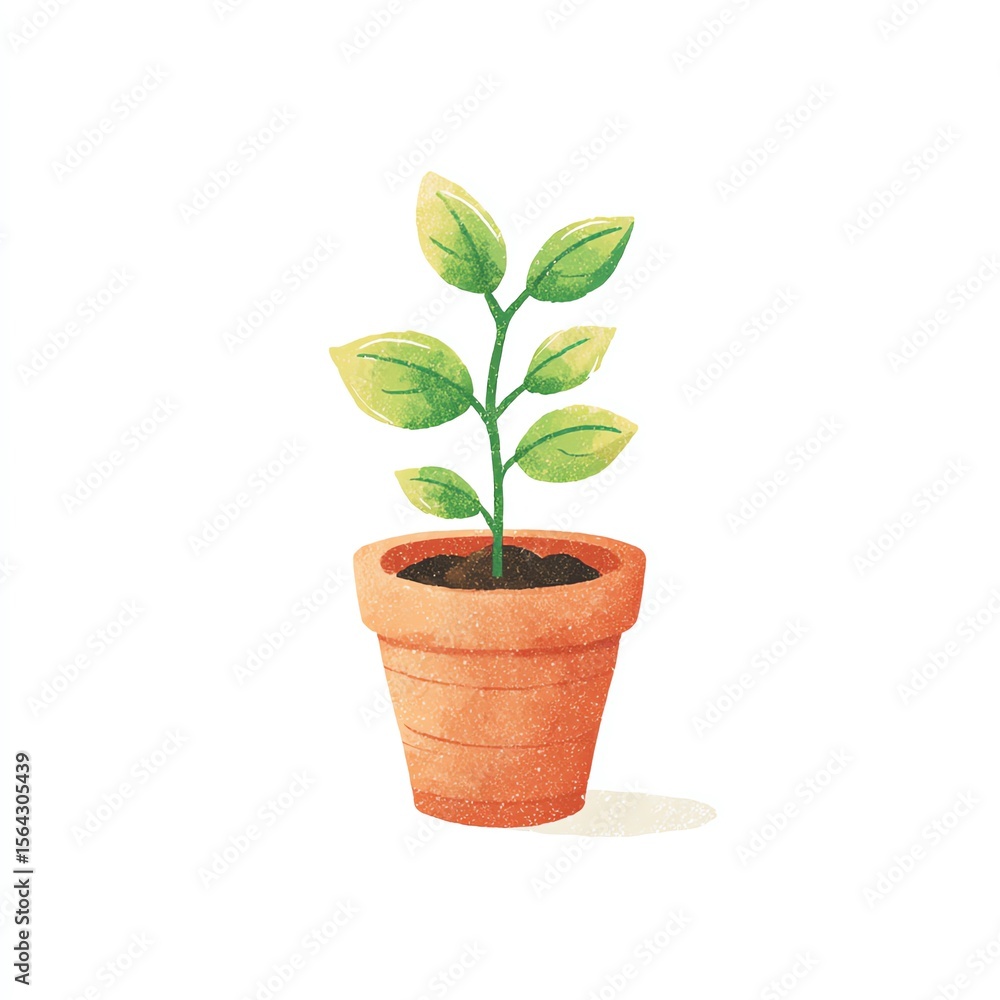 Fototapeta premium Small Plant in Terracotta Pot