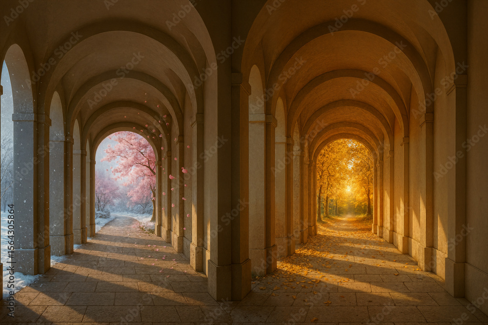 Fototapeta premium Corridor of Glowing Arches