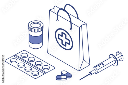 Medical and medicine Set. Medicine icon – Pharmacy, Healthcare, and Medical Treatment Symbols. Medical icons circle healthcare and medicine symbols.