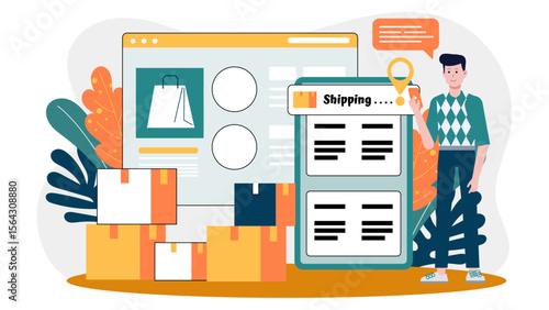 Online shopping package tracking tool for ecommerce websites or apps. Convenient digital solution for tracking deliveries and enhancing customer experience.