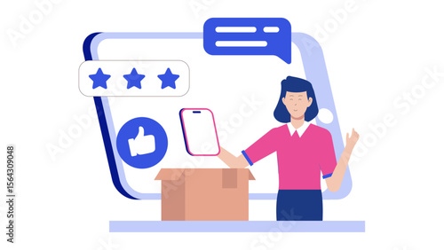 Positive online product review feedback. Suitable for marketing materials, website design, social media posts, customer testimonials, and product promotion.