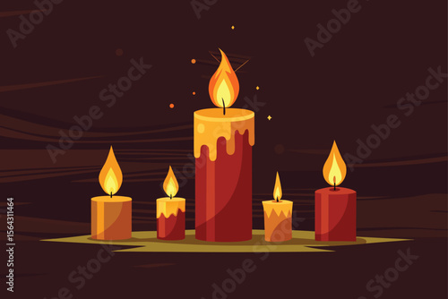burning candles on a dark background