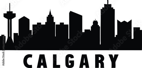 Calgary skyline horizontal banner. Black Calgary, Canada. Vector template for your design.
