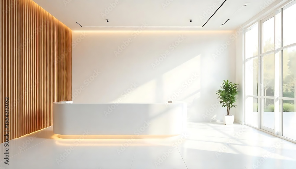 Fototapeta premium Bright Modern Office Lobby Interior Design, created with generative ai