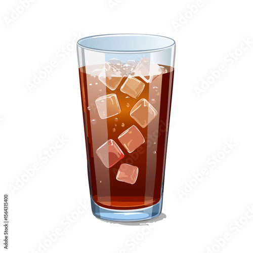 氷入りのコーラグラス炭酸飲料ベクター画像